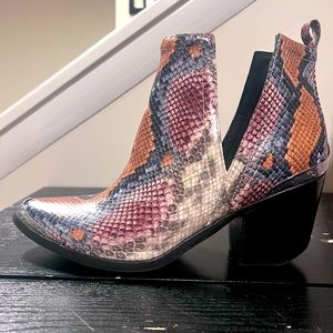 Multi color snake skin bootie